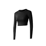 Camiseta Deportiva de Manga Larga para Mujer Camisa Corta Sin Costuras Elásticos Camisetas Deporte...