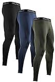 BUYJYA Paquete de 3 pantalones de compresión para hombre, mallas de entrenamiento, atléticas,...