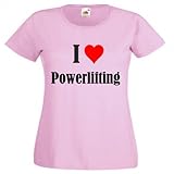 Camiseta I Love Powerlifting para mujeres, hombres y niños, en los colores negro, blanco y rosa,...