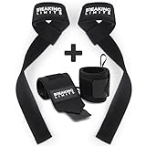 BREAKING LIMITS Straps Powerlifting & Muñequeras Gym para Entrenamiento de Fuerza, Gimnasio,...