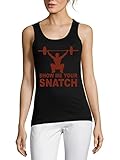 Powerlifting Show Me Your Snatch Gym Logo Camiseta de algodón para mujer, color negro, Negro, L