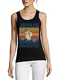 Jesus The Ultimate Deadlifter Funny Powerlifting Graphic Camiseta de algodón para mujer, color...