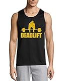 Yellow Barbell Powerlifting Deadlift Graphic - Camiseta de tirantes de algodón para hombre, color...