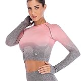 Leoyee Seamless Gradient Gym Medias Camisa Deportiva Yoga Top para Mujeres Running Camiseta de...